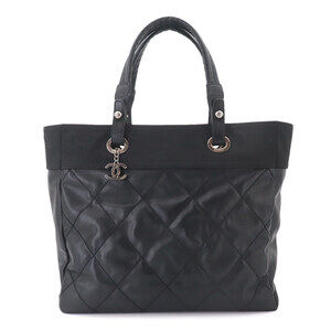 CHANEL Black Leather Tote Bag
